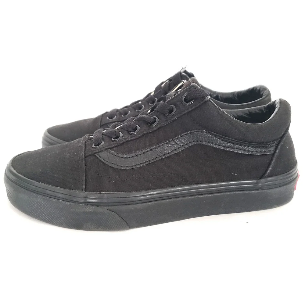 VANS Off The Wall SIZE 4 (MENS) 5.5 (WOMEN) Youth Lace Up Sneakers Black